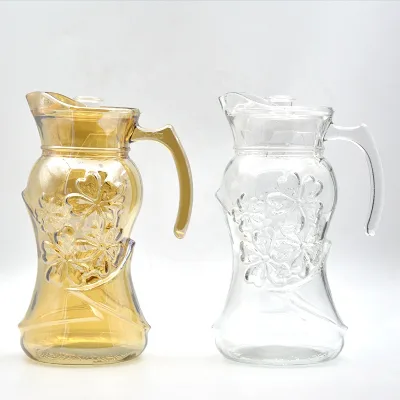 Popular Electroplated Gold Blue Black 1800ML Glass Water Jug with Lid J-136H6