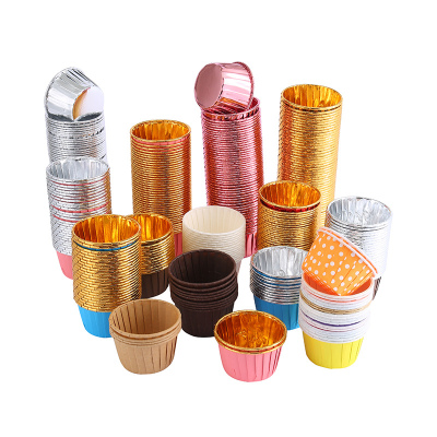 Baming 50*40mm Cupcake Disposable Aluminizing Baking Cups Cake Paper Aluminum Coated Little Pudding Cup