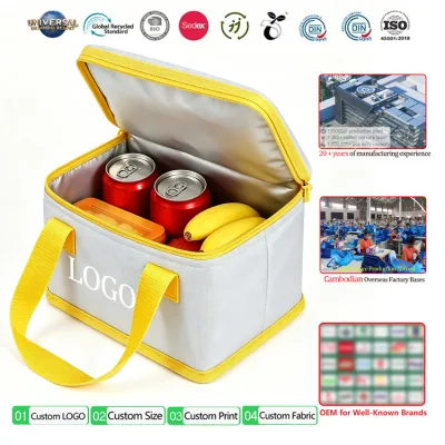 Sac Isotherme Insulated Cooler Bag Supplier Custom Printing 6 Cans Portable Nylon Lunch Cooler Bag with Handle for Kid School