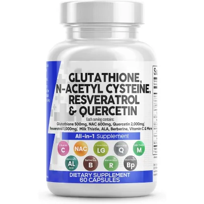 Biocaro L-glutathione Milk Thistle NAC Capsules with Quercetin Resveratrol and Berberine Black Pepper Extract for Liver Health