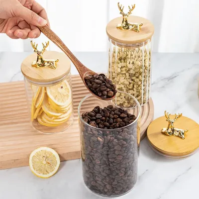 Wholesale Borosilicate Glass Jar with Bamboo Lid, 630 760 950ml Leak-proof Airtight Pantry Storage Jar