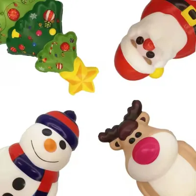 PU Santa Christmas Tree Snowman Squeeze Stress Ball Slow Rising Stress Relief Christmas Themed Squishy Fidget Toy for Kid