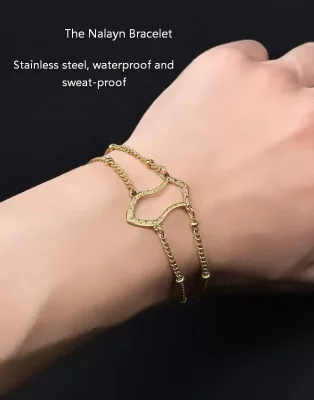 Inspire Jewelry Stainless Steel Dainty Nalayn Bracelet Na'layn Shareef Pendant Double Layer Chain Islamic Bracelet Muslim Ladies