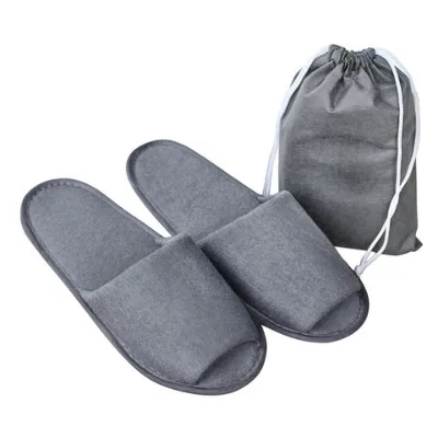 Multiple use foldable hotel slippers with storage bags for trip travel with EVA outsole,