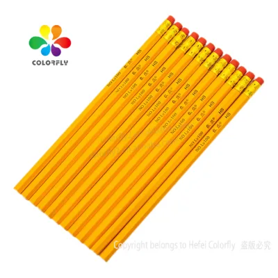 Promotional Cheap Sharpened Eraser Top HB Pencil Company Logo Hexagonal #2 Wooden Yellow Pencil in Bulk