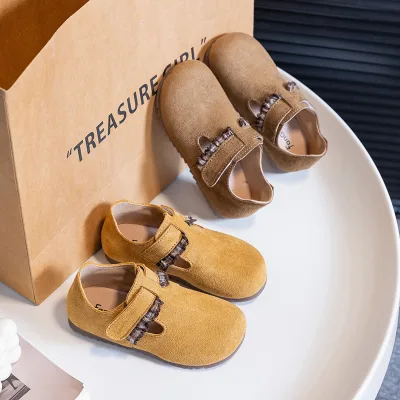 Girls Korean-style Velcro-closure Non-slip Soft-soled Moccasins 2026 Spring/autumn New Arrivalkids Casual Shoes