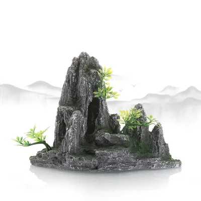 New Style House Aquarium Decorations Plant and Rock Resin Fish Tank Decor Simulation Aquarium Landscaping Home Decor