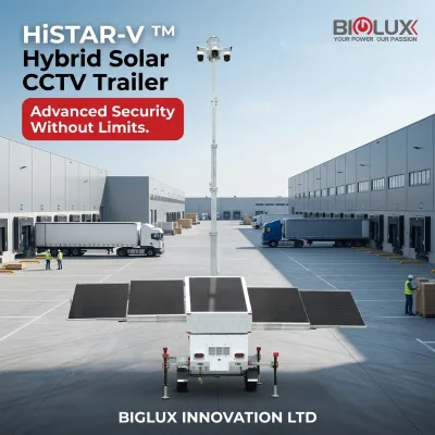 BIGLUX HiSTAR 5 Solar Panel With 3KW Backup Generator Mobile Solar CCTV Trailer Off Grid for Construction Site