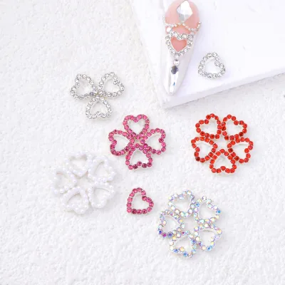 Heart Metal Alloy Nail Rhinestones 3D Nail Art Jewelry Zircon Decorated False Nails Valentines