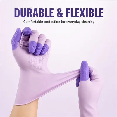 Reusable Anti-Slip Household Cleaning Rubber Gloves Long Cuff Flexible Durable Gloves for Kitchen Dish Washing Daily Cleaning