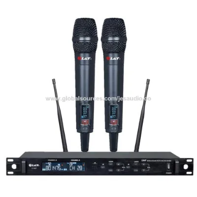 Wireless microphone system, UHF dual channel, IR frequency, LCD display