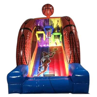 Two Player Inflatable Basketball Game With Basketball Player Print Backyard Kids Interactive Inflatable Sport Game Set