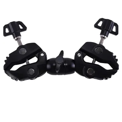 Double Metal Super Clamp Articulating Magic Arm Clip 360 Dual-Head Super Clamp for Umbrella Monitor LED Light