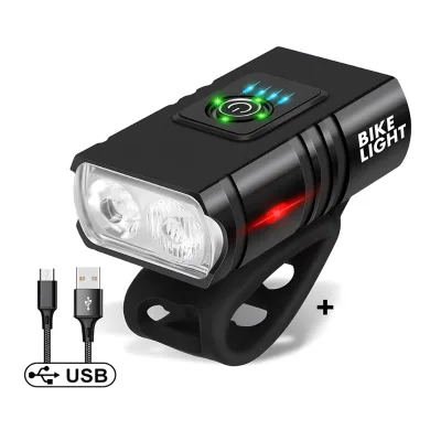 IP67 Waterproof LED Bicycle Head Light Set Cycling Lights With Battery Power Displaying for Outdoor Sports Bike Riding