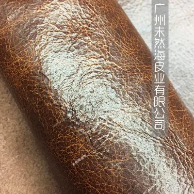 Head Layer Retro Two-Color Genuine Cowhide Leather Oil Wax Spot Supply for Handbags Sofas Shoes