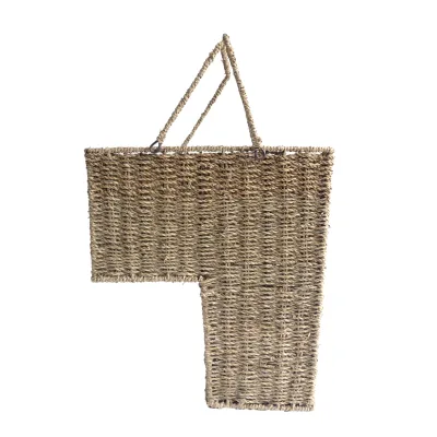 Factory Wholesale Handmade Woven Natural Color Seagrass Stair Step Storage Basket With Handle
