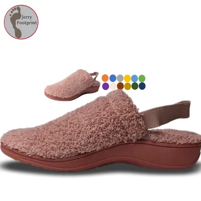 Custom LOGO Winter Elastic Heel Strap Orthopedic Home Slipper Clog Shoe
