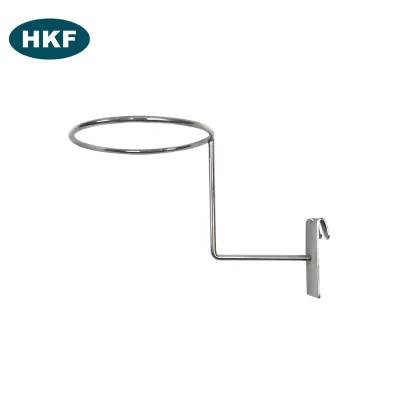 Chrome Slatwall Display Wire Ball Hold Round Holder Stand for Retail Store Baseball Caps/hat Shelf