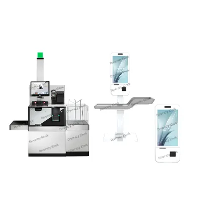 Software Included Barcode Scanner POS System Connected Self-checkout Self Service Kiosk CE Certificate EMV SASO Approval PCI