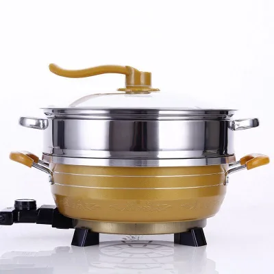 Electric Double Floor Hotpot Electric Cooker with Steamers Round Electric Pot