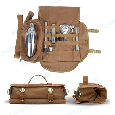Wholesale Custom Travel Bartending Kit Bar Tool Cocktail Shaker Kit With Portable Storage Bag Cocktail Shaker Set