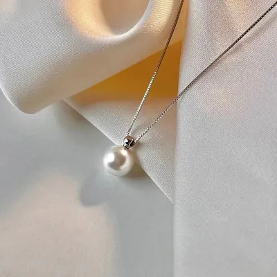 Silver Plated Women Simple Round Pearl Pendant Choker Necklace for Women Classic Pearl Necklace Jewelry Minimalist Accessories