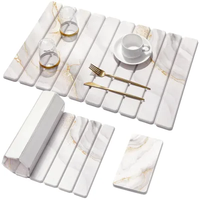 Set Tableware Drying Mat Foldable Bowl Dish Draining Mat Kitchen Bathroom Multifunctional Countertop Absorbent Mat