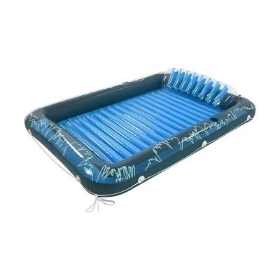 Blue inflatable sunbathing pool float