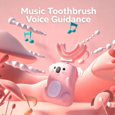 Kids Smart Sonic Electric Toothbrush, Music & Voice Prompt, Cartoon U-Shaped Design