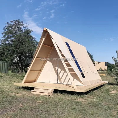 Outdoor Canvas Party Tent Exhibition Pavilion Wooden Original Park Camping Triangle Tent Folding Tent