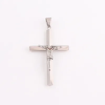 Men Big Cross Pendant Necklace Stainless Steel Cross Pendant With Jesus Necklace