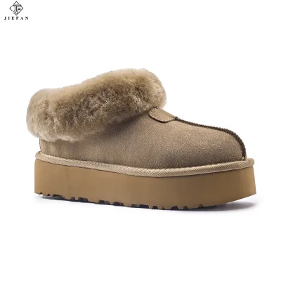 Women's Autumn/Winter Fashion Ankle Snow Boots with High Heel Button Closure Thermal & Breathable Plush Animal Fur Design