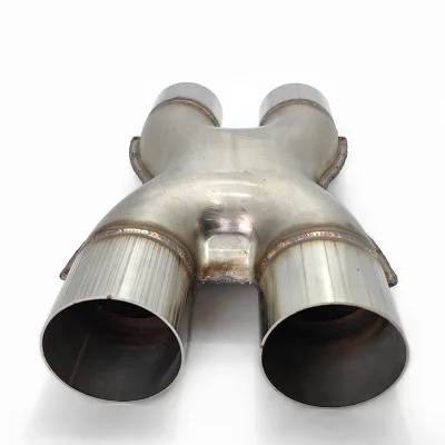 Stainless Steel 4 Way X Pipe Exhaust Modified Four Connection Pipe 2.5 Inch 3inch