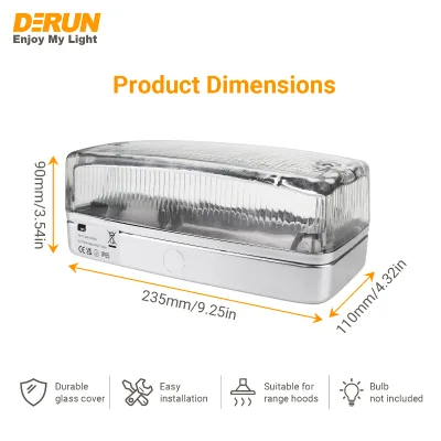 Glass with Aluminum Range Hood E27 Lamp Holder Anti-Fog Sealed E27 Light Bulb Fitting B22 Incandescent Bulb Socket , CML-HOOD