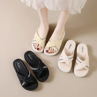 2024 Summer Collection New Daily Fairy Style Slippers Women High Beauty Breathable Sandals Casual Simple Design Kids Shoes