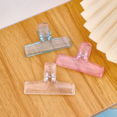 Transparent Plastic Acrylic Jelly Long-Tail Clip Cute Student Ins-Style Test Paper Storage Document Note Holder 75mm