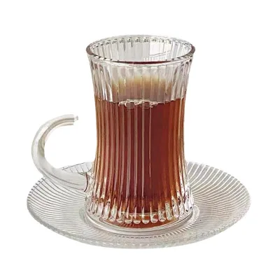 Own Glass Factory Custom Logo Crystal Glass Transparent Moroccan Arabic Coffee Tea Cup Set