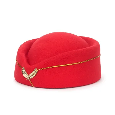 Bow Beret Hat Vintage British Stewardess Hat Wool Flight Attendant Hat Costume Air Hostess Cap Cosplay Costume Accessories