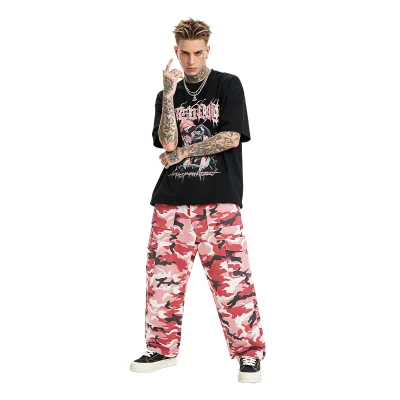 Vintage Custom Hidden Check Washed Camouflage Cargo Y2K Trekking Running Men's Pants Women Casual Track