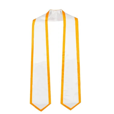 72" Length Custom Logo Unisex Satin Polyester Graduation Stole Plain Sash With Trim for Adult