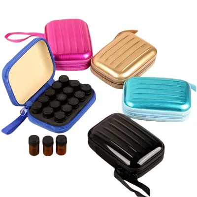 Wholesale Portable 15-Bottle Essential Oil Storage Case with Zipper Closure Waterproof EVA Carrying Bag for 1ml 2ml 3ml Oils