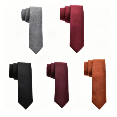 Wholesale 6CM Narrow Men's High-End Solid-Color Wool Necktie Retro Casual for Weddings/Business/Daily Wear
