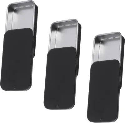 Offset Printed Glossy Black Solid Cosmetic Perfume Container Lip Balm Rectangle Sliding Lid Mint Candy Metal Cans