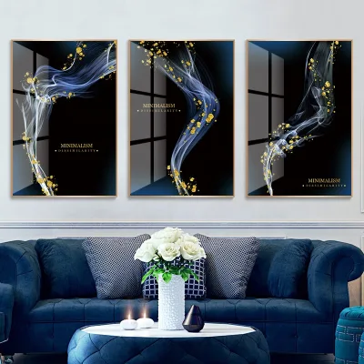Abstract Blue Smoke Pictures High Gloss Mirror Crystal Porcelain Painting