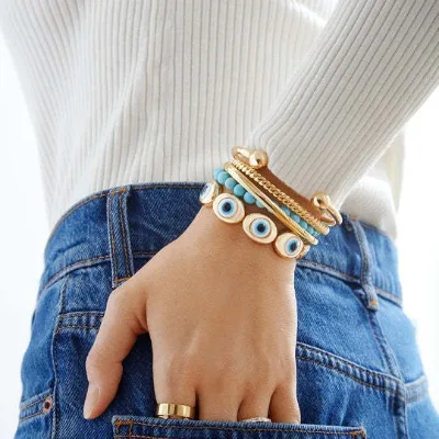 Enamel Evil Eye Braided Bracelet Gold Plated Oval Eye Charm Adjustable Red Cord Wrist Jewelry Enamel Evil Eye Braided Bracelet