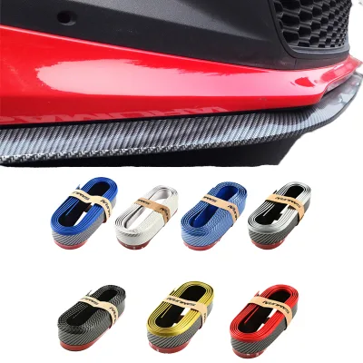 Universal Small Car Front Lip Anti-Collision Strip Bumper Modification Carbon Fiber Front Lip Rubber Strip Exterior Accessories