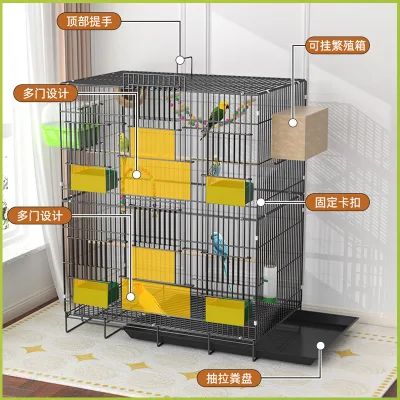 Parrot Bird Cage Solid Metal Eco-friendly Heightened Reinforced Large Tiger Skin Cockatiel Peony Luxury Villa Bird Cage