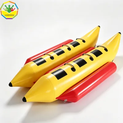 Heavy-duty PVC Dual Parallel Inflatable Banana Boat with Stabilizing Side Floats,