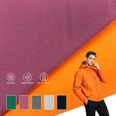 Factory 40D Nylon 4 Way Stretch 2 Layers Polar Fleece Softshell Waterproof Nylon Fabric for Outdoor Garment