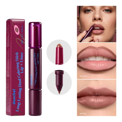 Danchel Double-ended Lipstick Lip Liner Pen High Pigmentation Smooth Application Lip Makeup Pen for Outlining Lip Shape Filling
